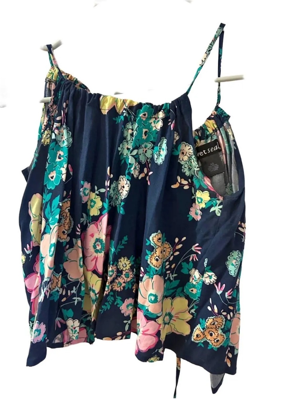 Wet Seal Boho Floral Sleeveless Tank Open Tie-Back XS